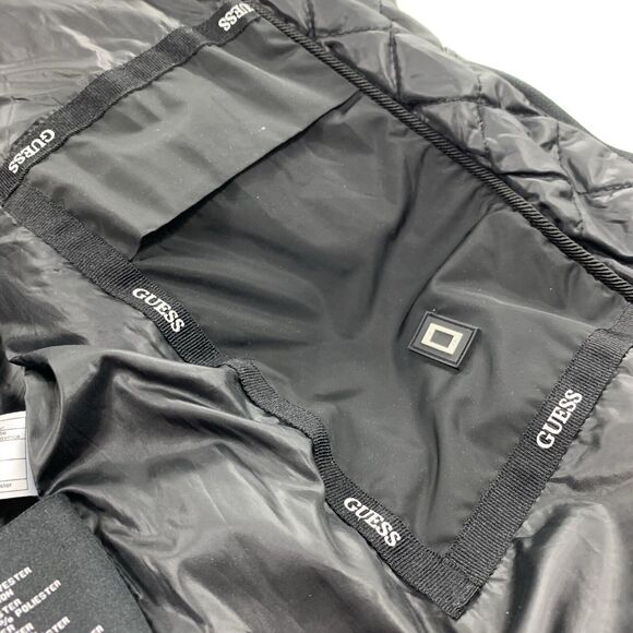 Guess Faux Fur Lined Hooded Puffer Jacket Size XL Womens Solid Black Winter Cold - Picture 7 of 11